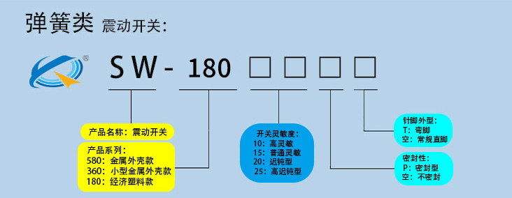 塑料殼彈簧震動開關型號說明